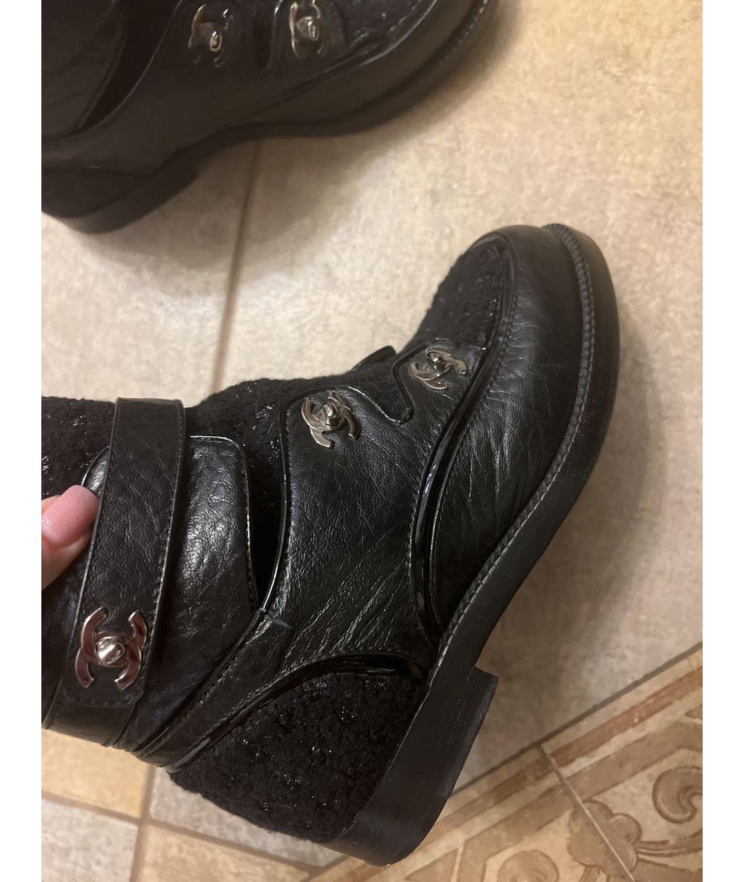 CHANEL Черные кожаные полусапоги, фото 6