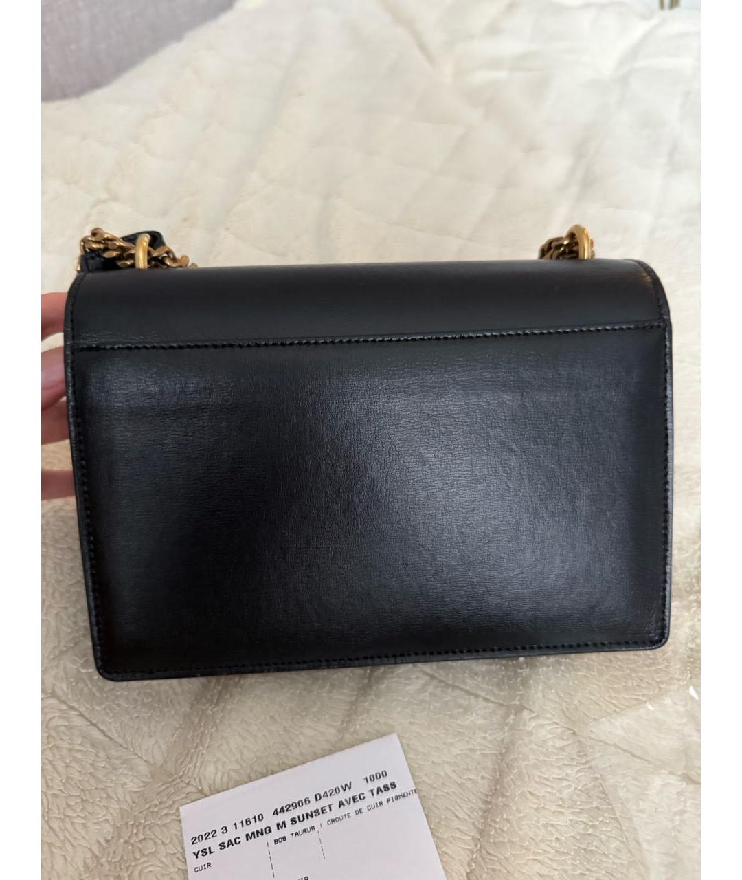 SAINT LAURENT Черная кожаная сумка через плечо, фото 3