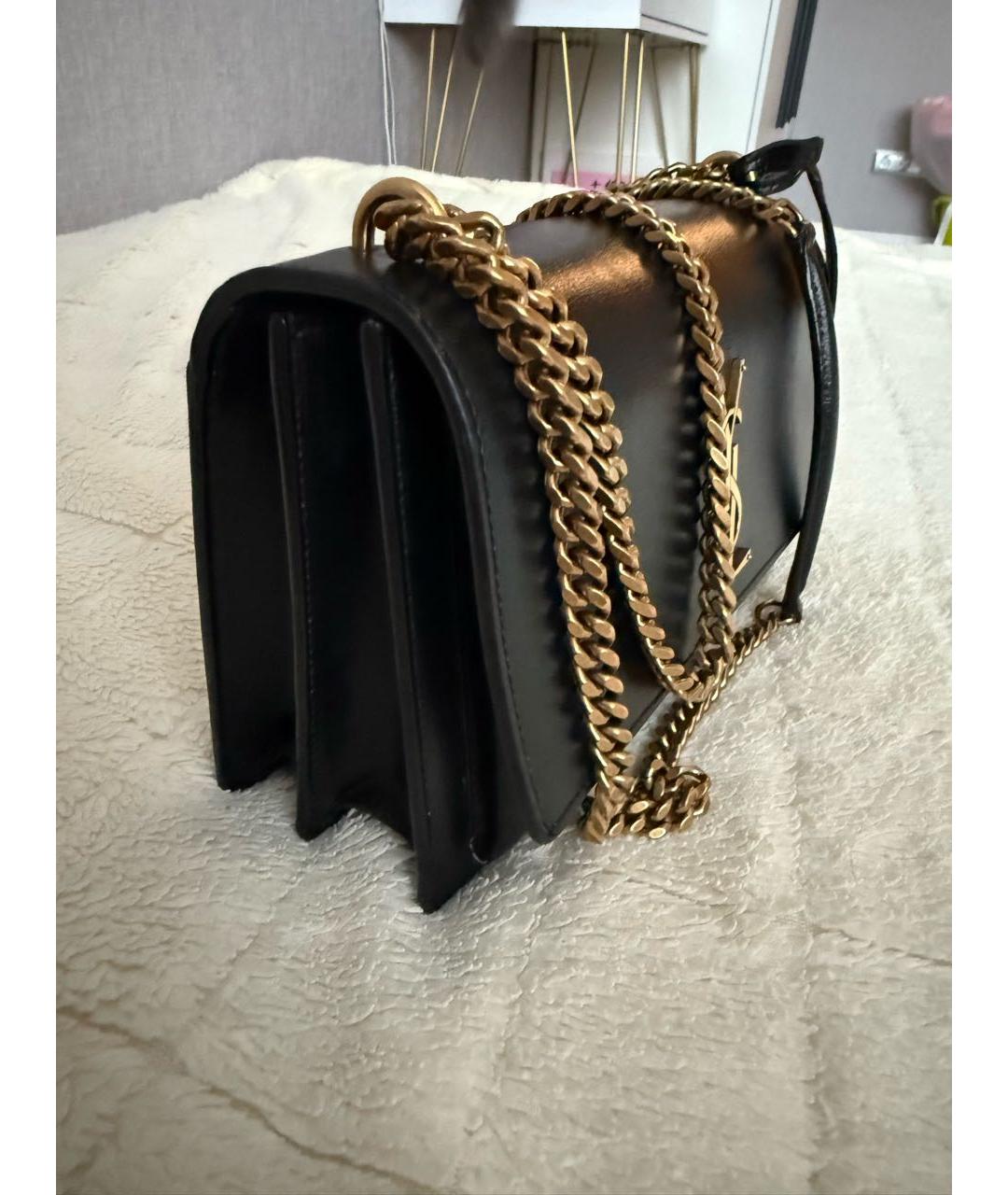 SAINT LAURENT Черная кожаная сумка через плечо, фото 7