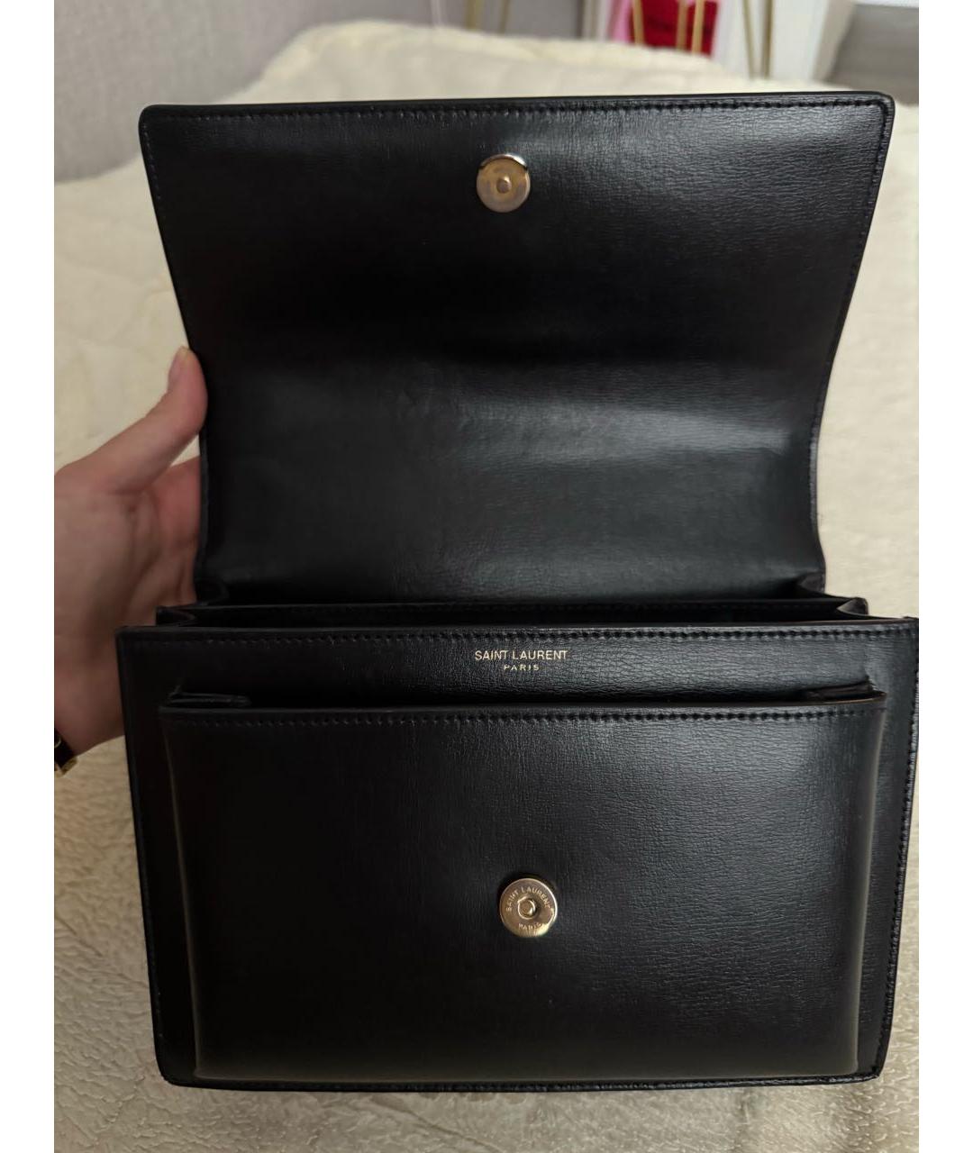 SAINT LAURENT Черная кожаная сумка через плечо, фото 4