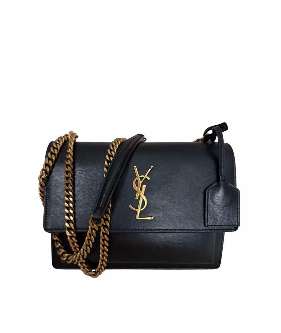 SAINT LAURENT Черная кожаная сумка через плечо, фото 1