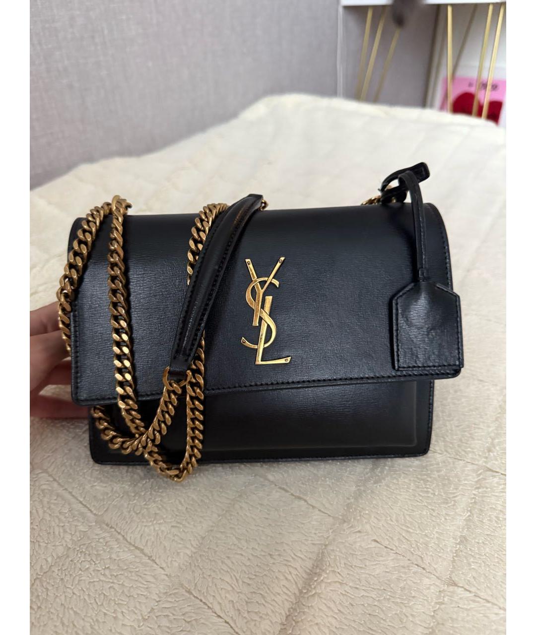 SAINT LAURENT Черная кожаная сумка через плечо, фото 8