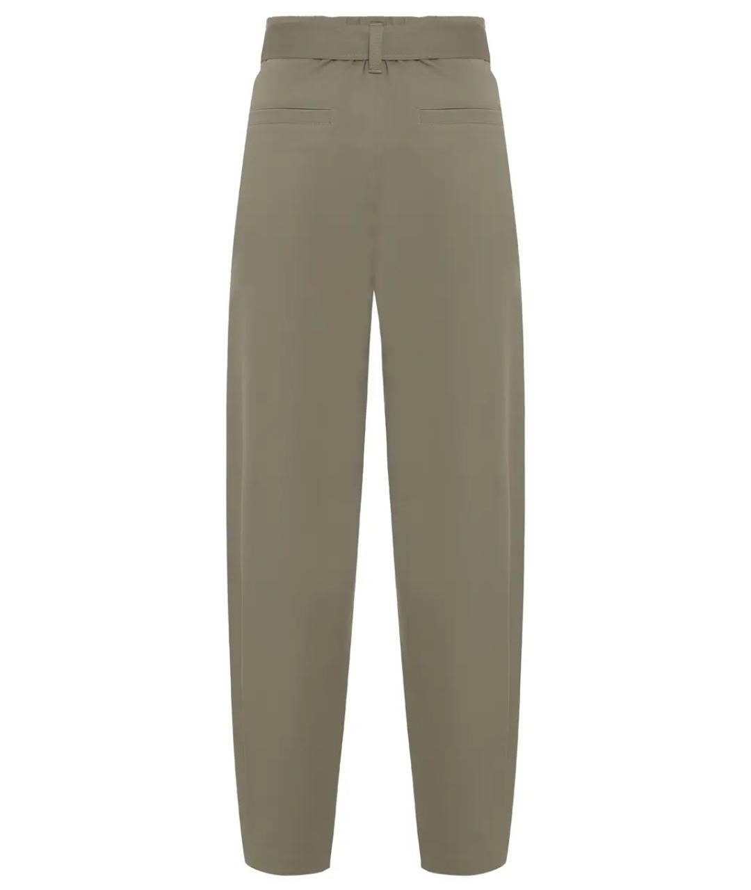 BRUNELLO CUCINELLI Зеленые хлопковые прямые брюки, фото 2
