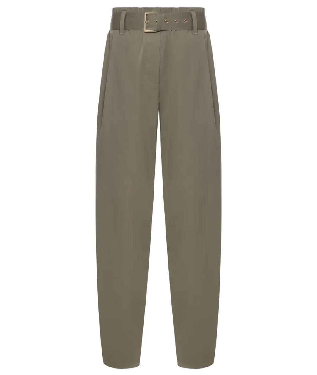 BRUNELLO CUCINELLI Зеленые хлопковые прямые брюки, фото 1