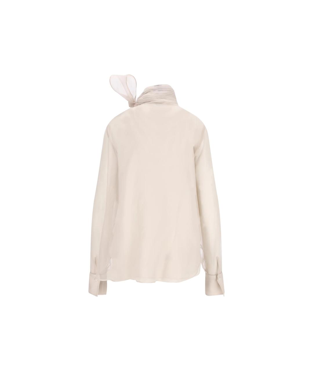 BRUNELLO CUCINELLI Бежевая шелковая блузы, фото 2
