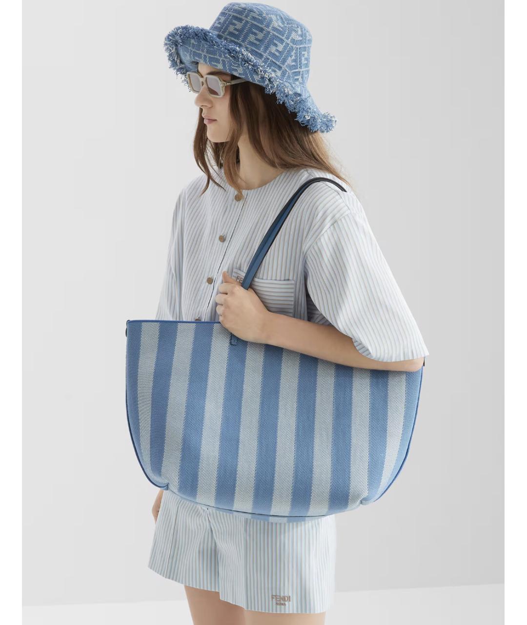 FENDI Голубая деним сумка тоут, фото 2