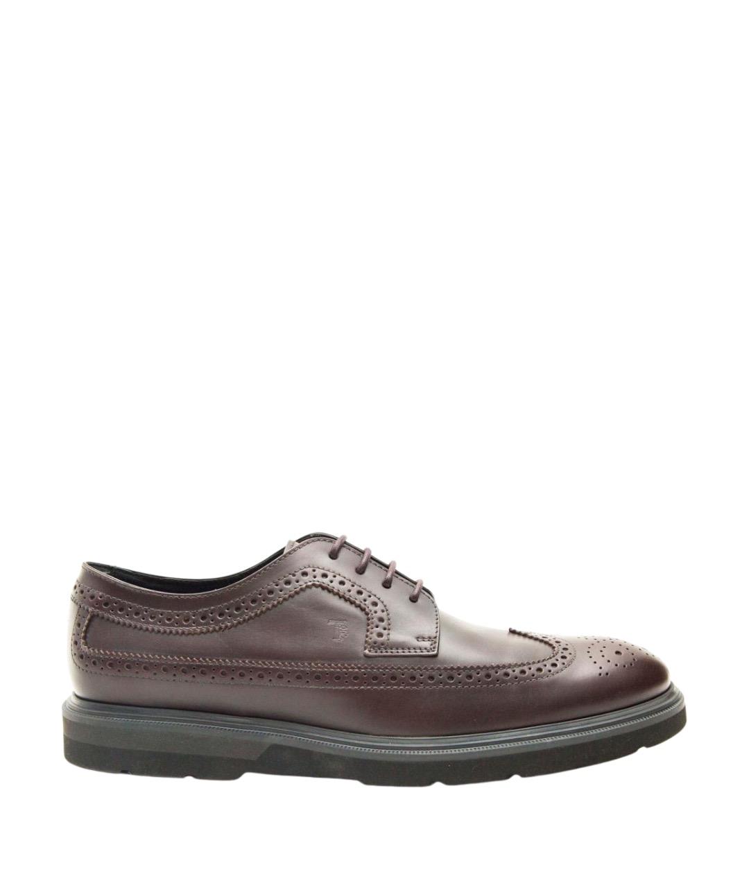 TOD'S Бордовые кожаные туфли, фото 1