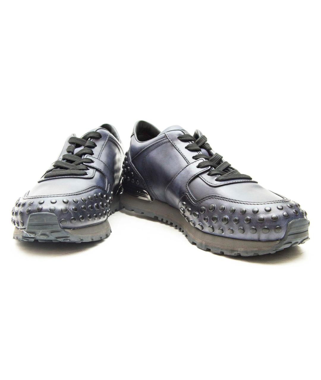 TOD'S Синие кожаные низкие кроссовки / кеды, фото 2