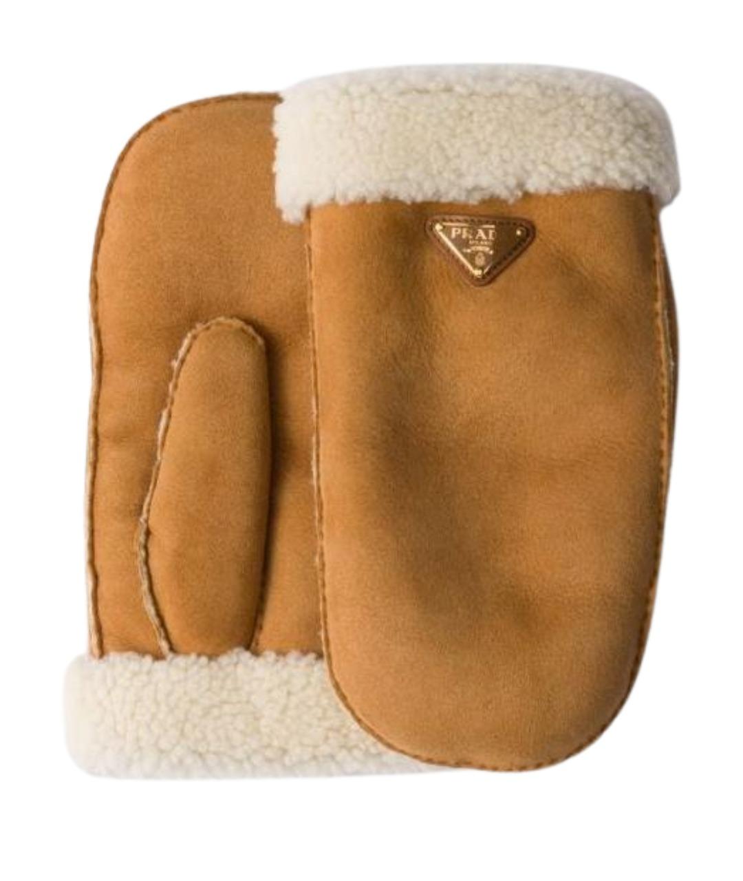 PRADA Горчичные варежки, фото 1