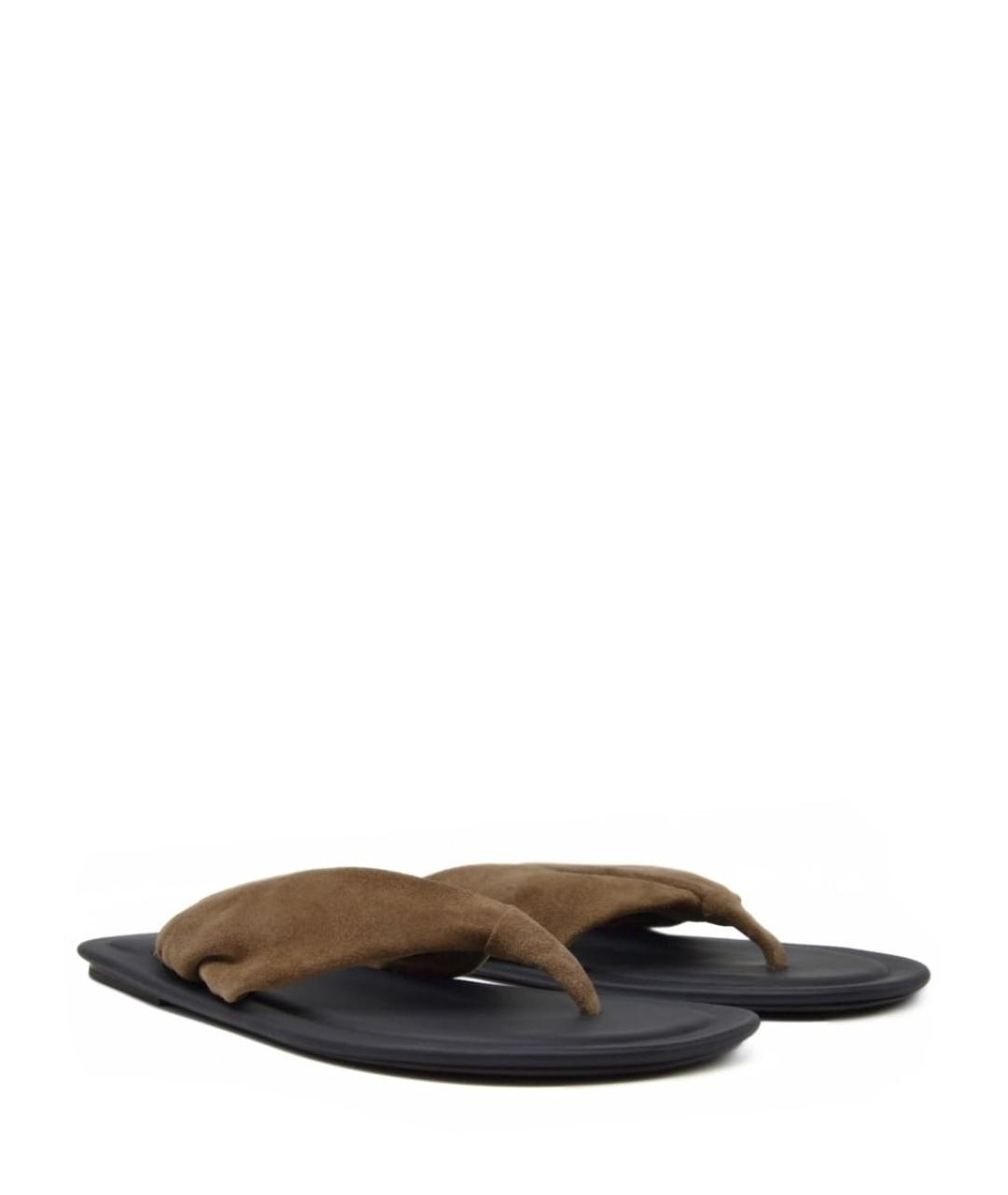 BRUNELLO CUCINELLI Коричневые замшевые шлепанцы, фото 2
