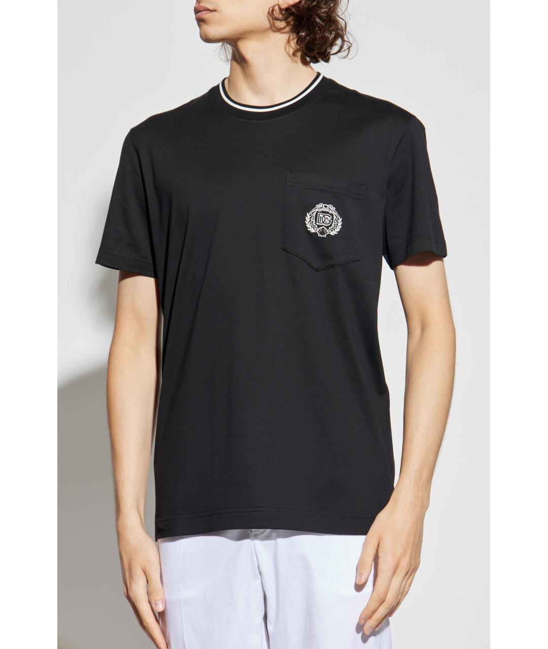 DOLCE&GABBANA Черная хлопковая футболка, фото 2