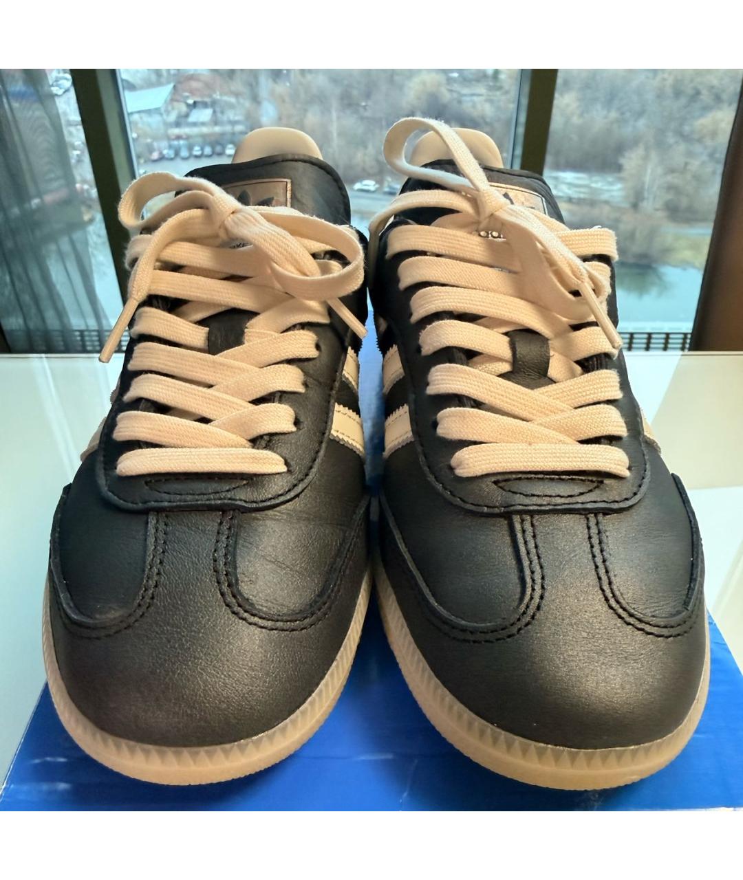 ADIDAS Антрацитовые кожаные кеды, фото 3