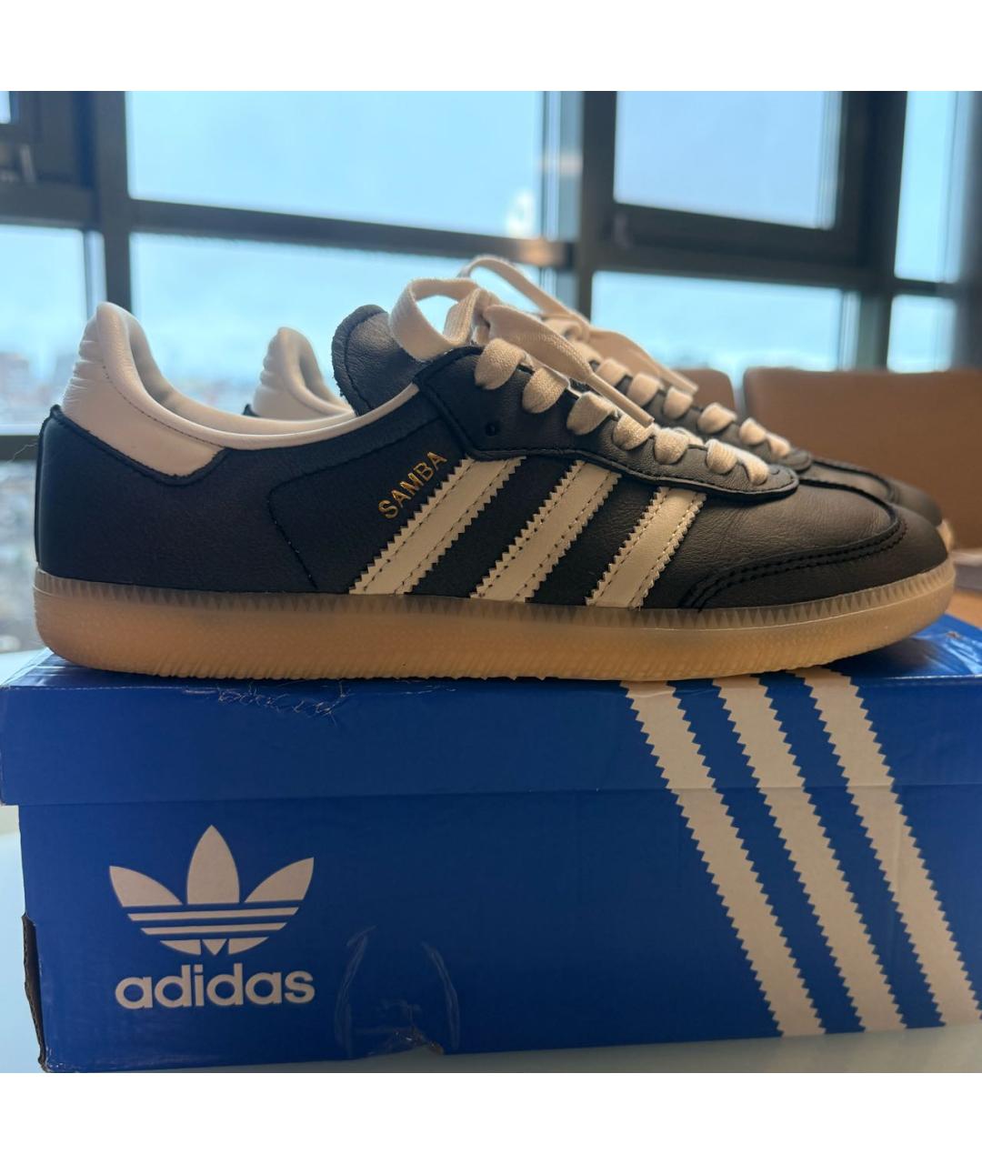 ADIDAS Антрацитовые кожаные кеды, фото 7