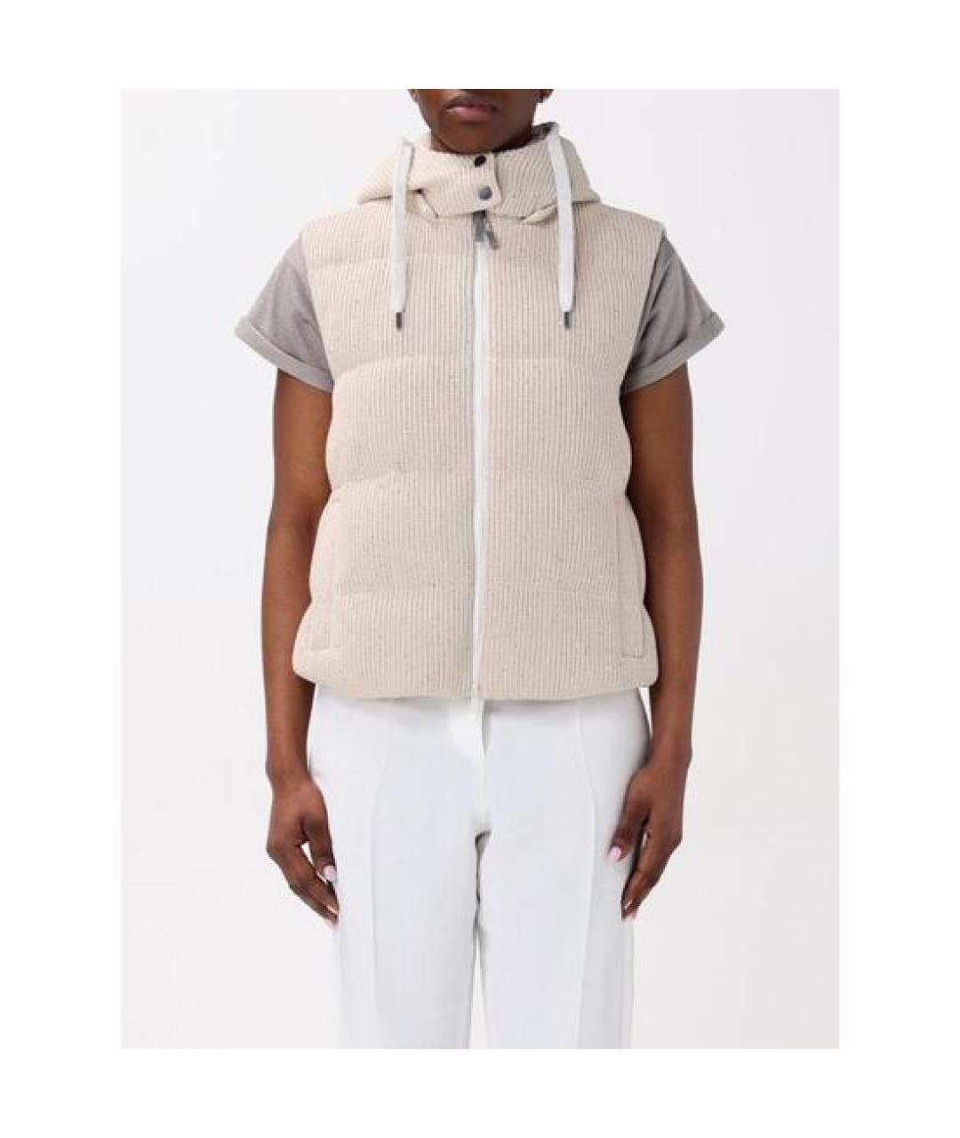 BRUNELLO CUCINELLI Бежевый хлопковый жилет, фото 2