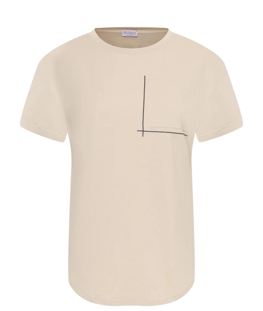BRUNELLO CUCINELLI Бежевая хлопковая футболка, фото 1