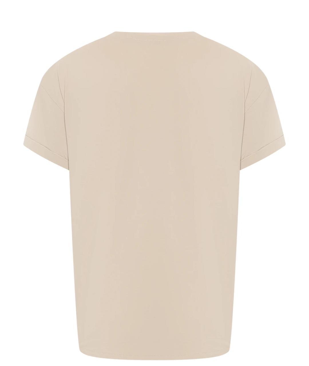 BRUNELLO CUCINELLI Бежевая хлопковая футболка, фото 2