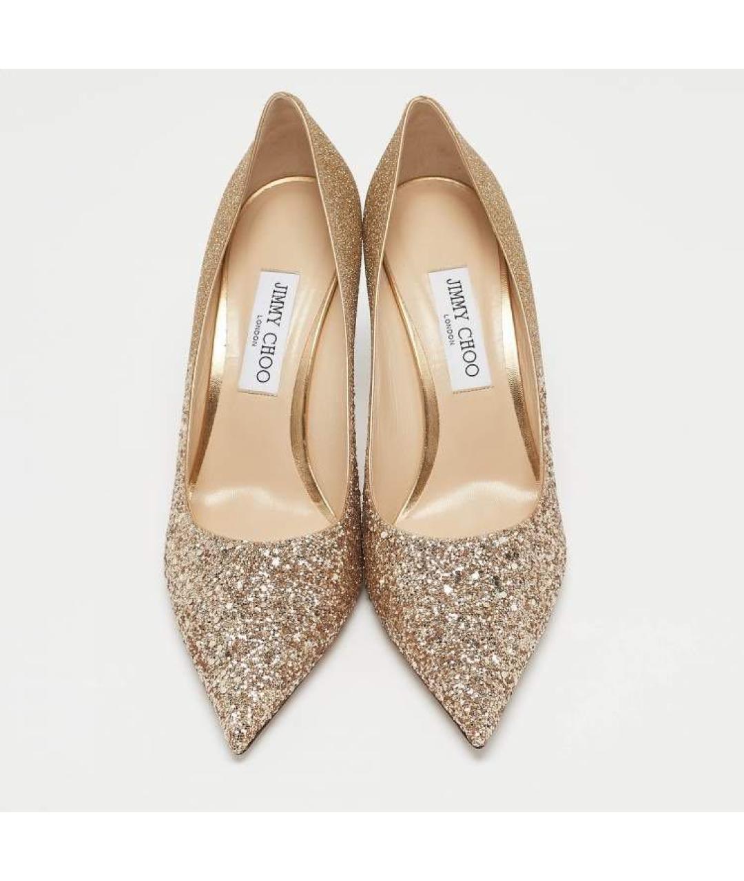 JIMMY CHOO Золотые кожаные туфли, фото 3