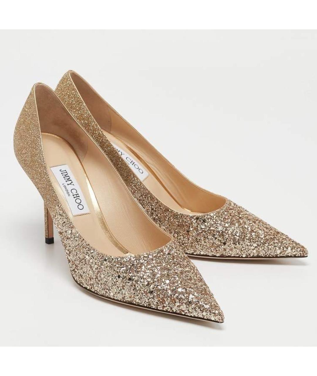 JIMMY CHOO Золотые кожаные туфли, фото 2