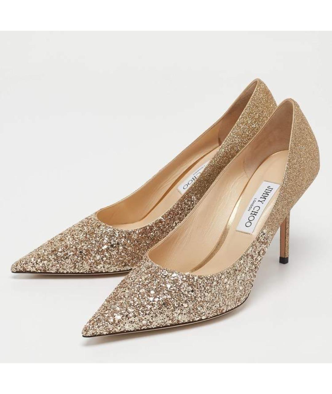 JIMMY CHOO Золотые кожаные туфли, фото 4