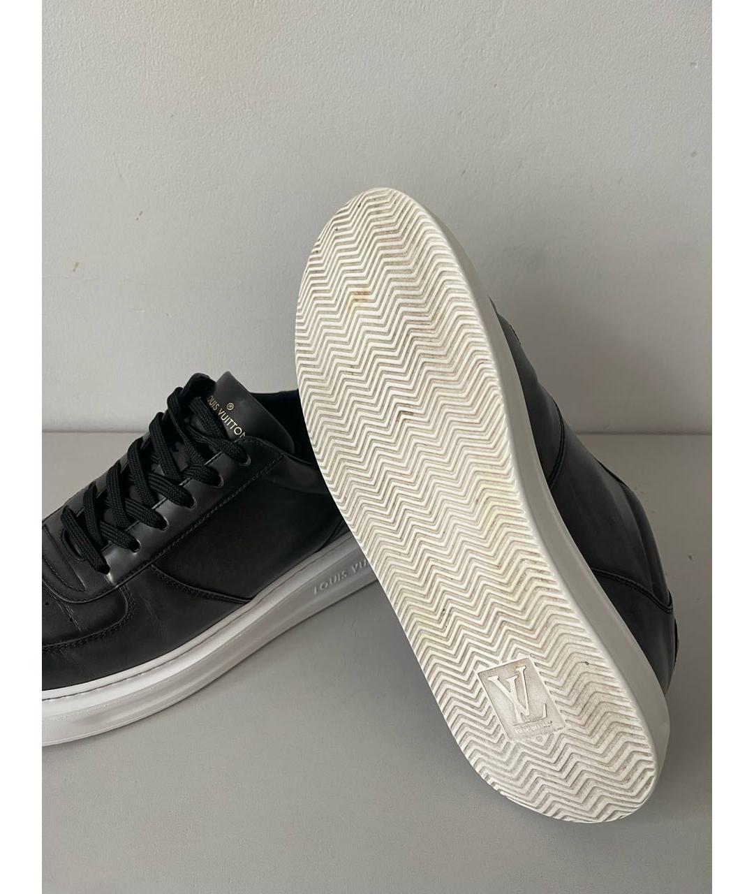 LOUIS VUITTON Антрацитовые кожаные низкие кроссовки / кеды, фото 5
