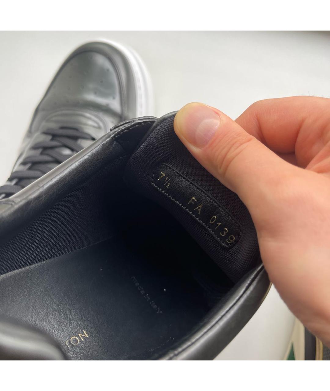 LOUIS VUITTON Антрацитовые кожаные низкие кроссовки / кеды, фото 6