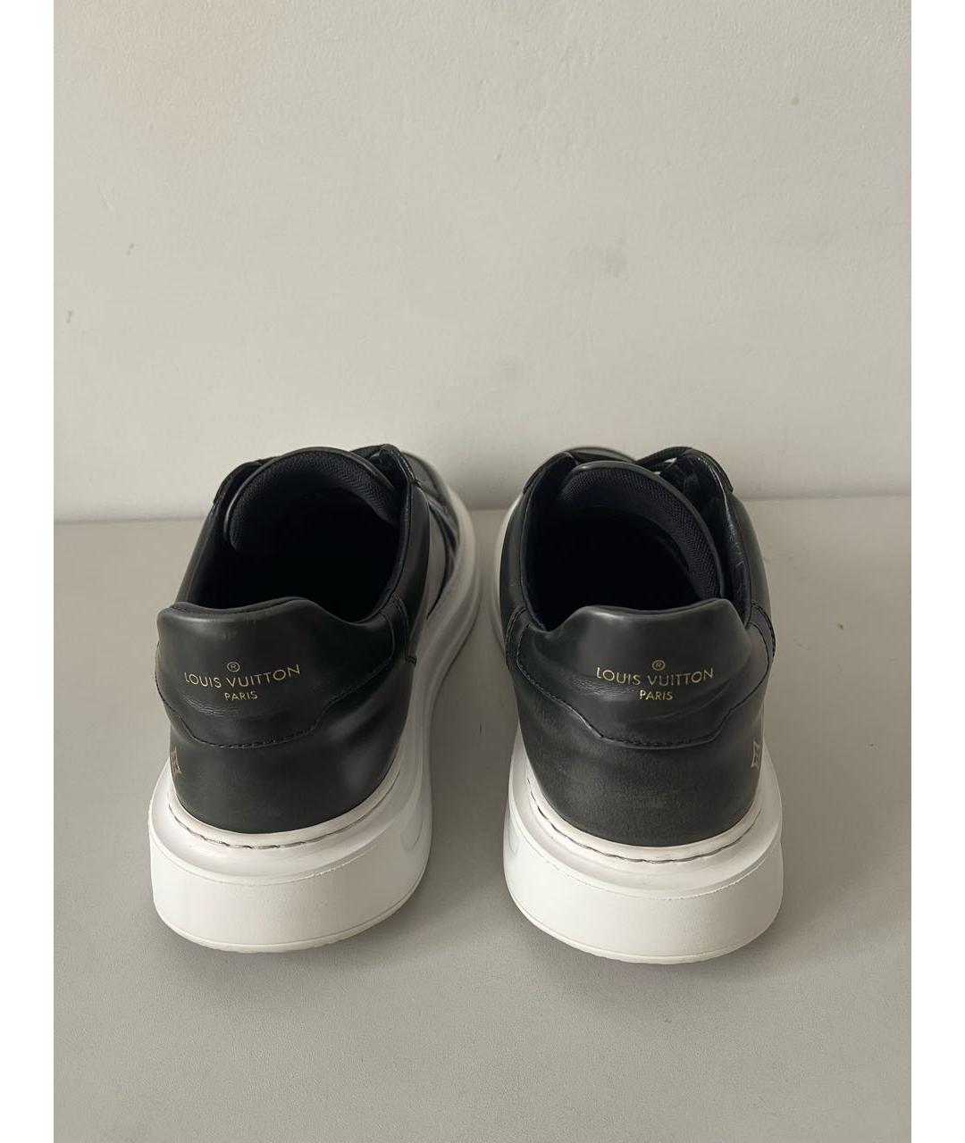 LOUIS VUITTON Антрацитовые кожаные низкие кроссовки / кеды, фото 4
