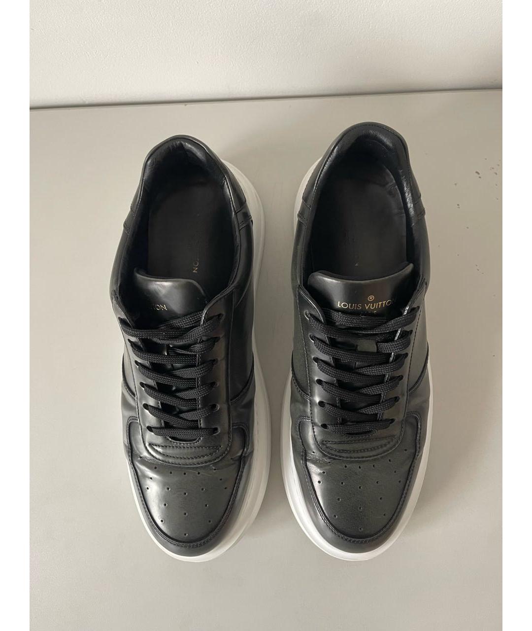 LOUIS VUITTON Антрацитовые кожаные низкие кроссовки / кеды, фото 3