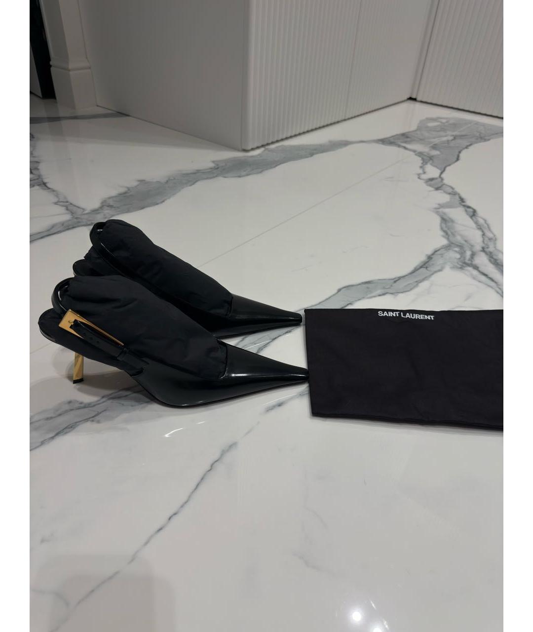 SAINT LAURENT Черные кожаные туфли, фото 3