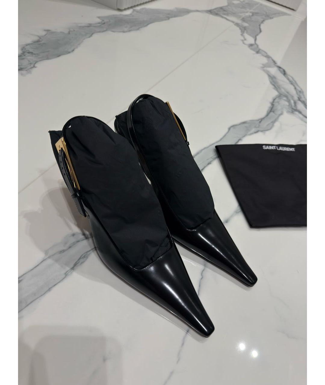 SAINT LAURENT Черные кожаные туфли, фото 2