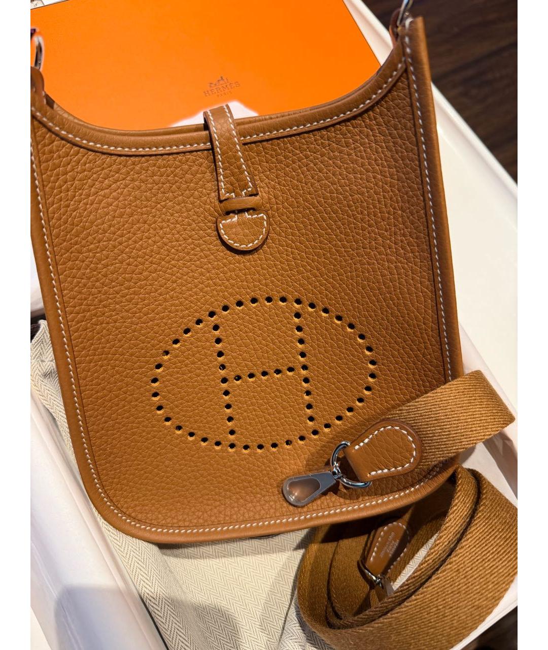 HERMES Коричневая кожаная сумка через плечо, фото 3