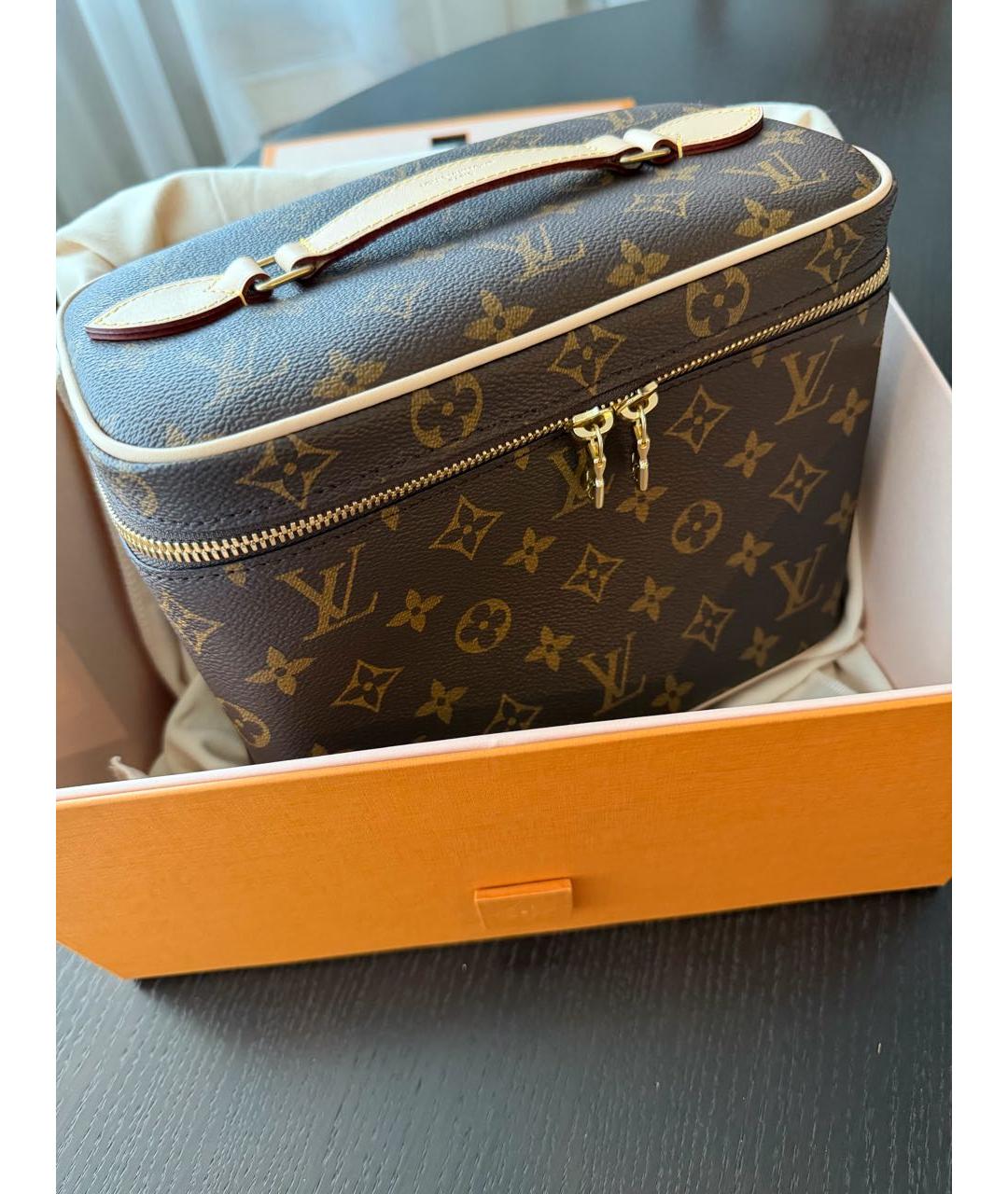 LOUIS VUITTON Коричневая кожаная косметичка, фото 4