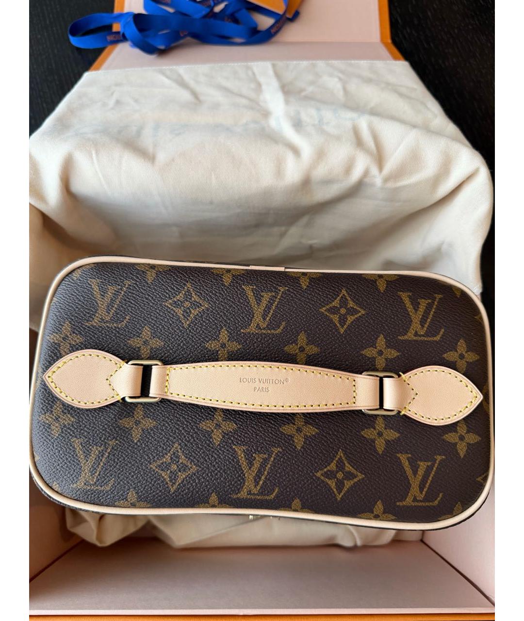 LOUIS VUITTON Коричневая кожаная косметичка, фото 5