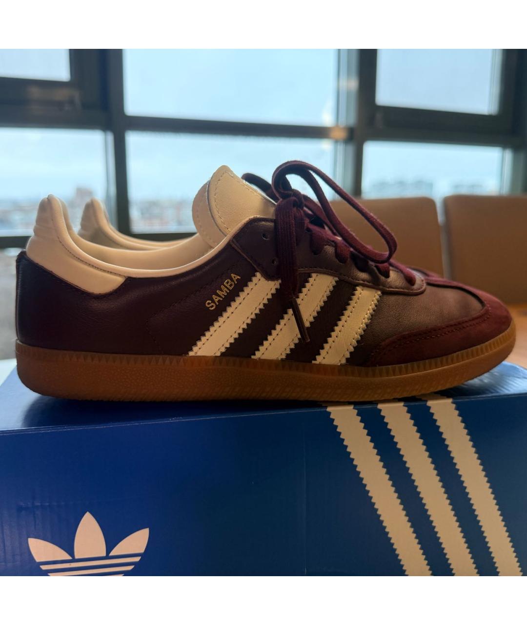 ADIDAS Бордовые кожаные кеды, фото 6