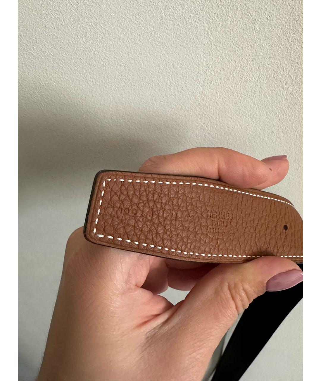 HERMES Черный кожаный ремень, фото 6