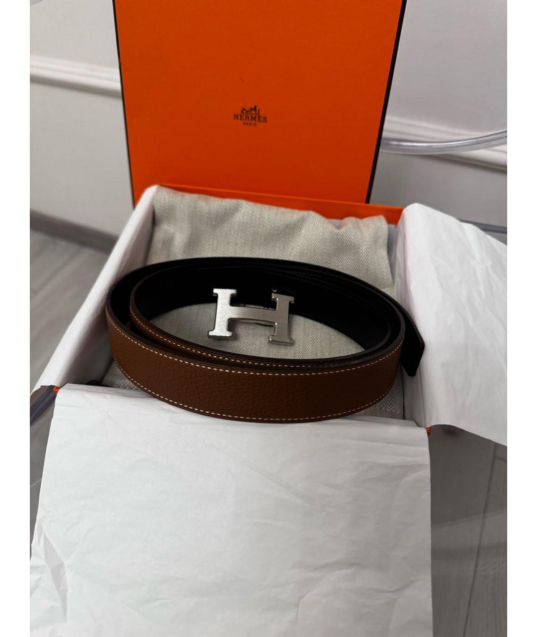 HERMES Черный кожаный ремень, фото 3