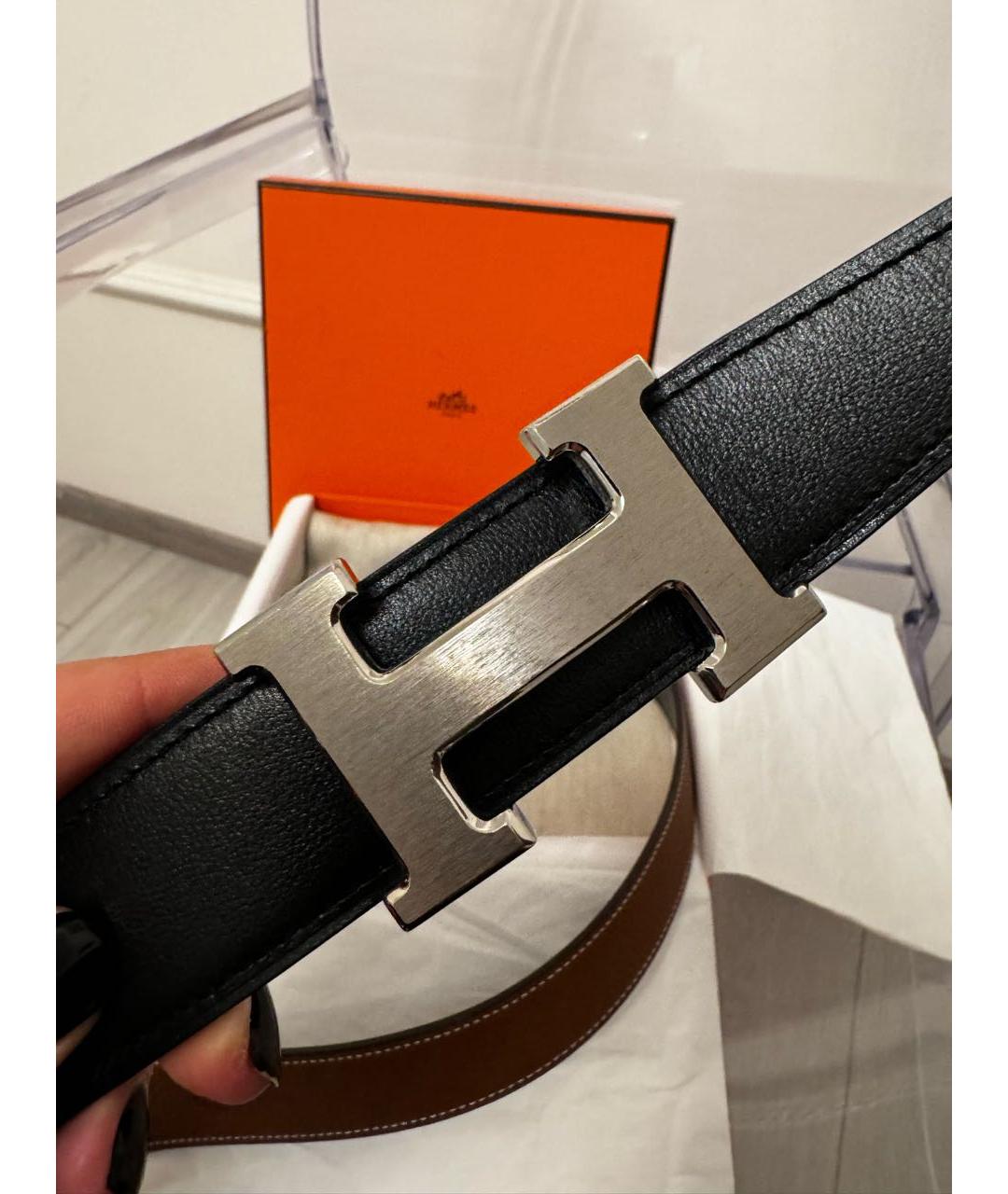 HERMES Черный кожаный ремень, фото 4