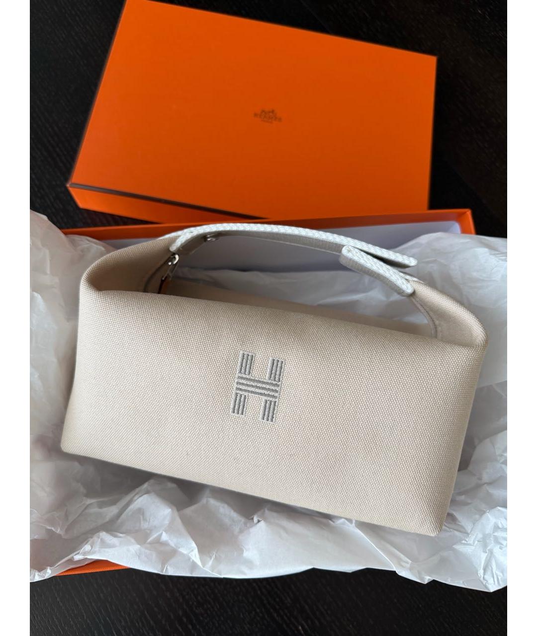 HERMES Бежевая косметичка, фото 2