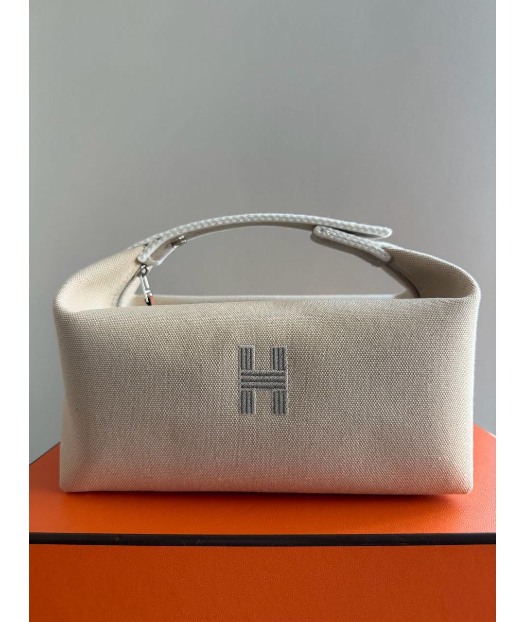 HERMES Бежевая косметичка, фото 5