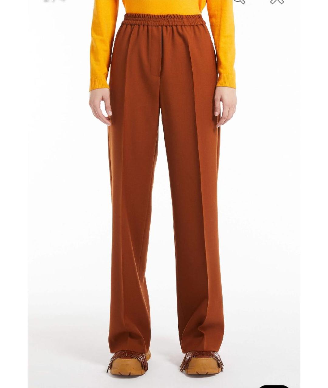 WEEKEND MAX MARA Коричневые шерстяные брюки широкие, фото 7