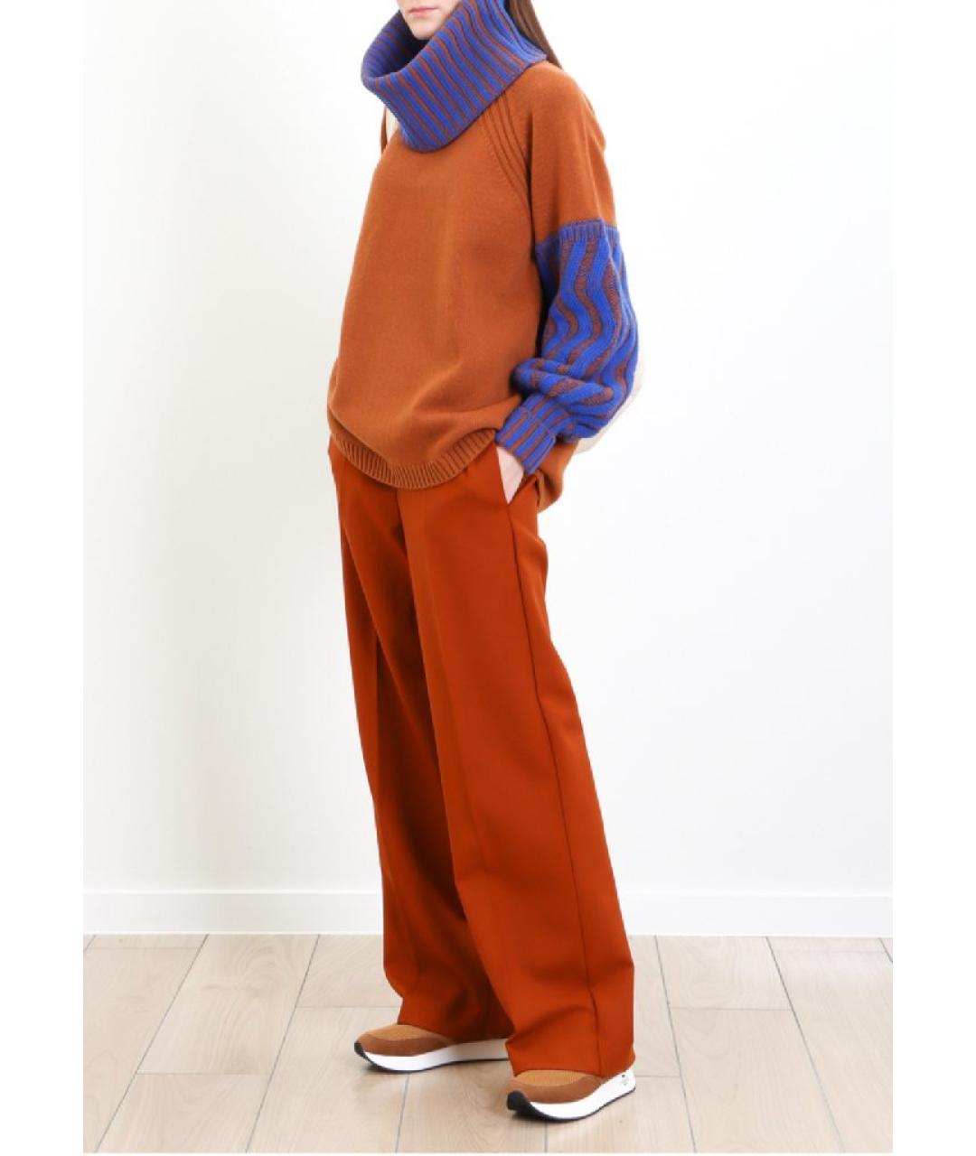 WEEKEND MAX MARA Коричневые шерстяные брюки широкие, фото 5