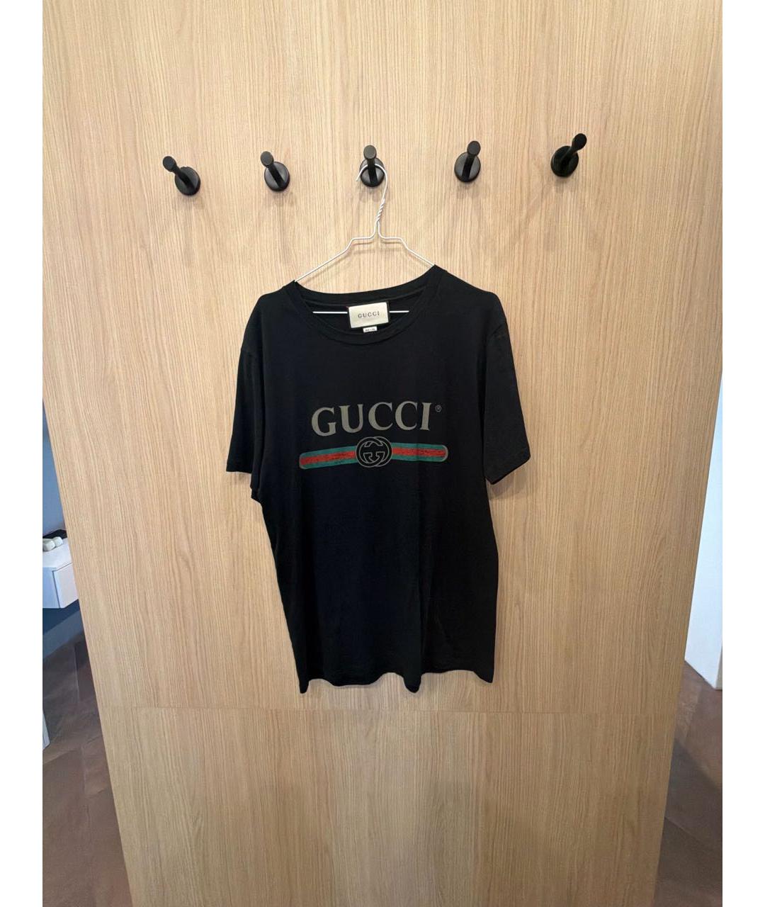 GUCCI Черная хлопковая футболка, фото 5