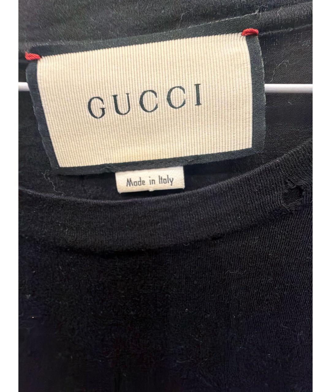 GUCCI Черная хлопковая футболка, фото 3