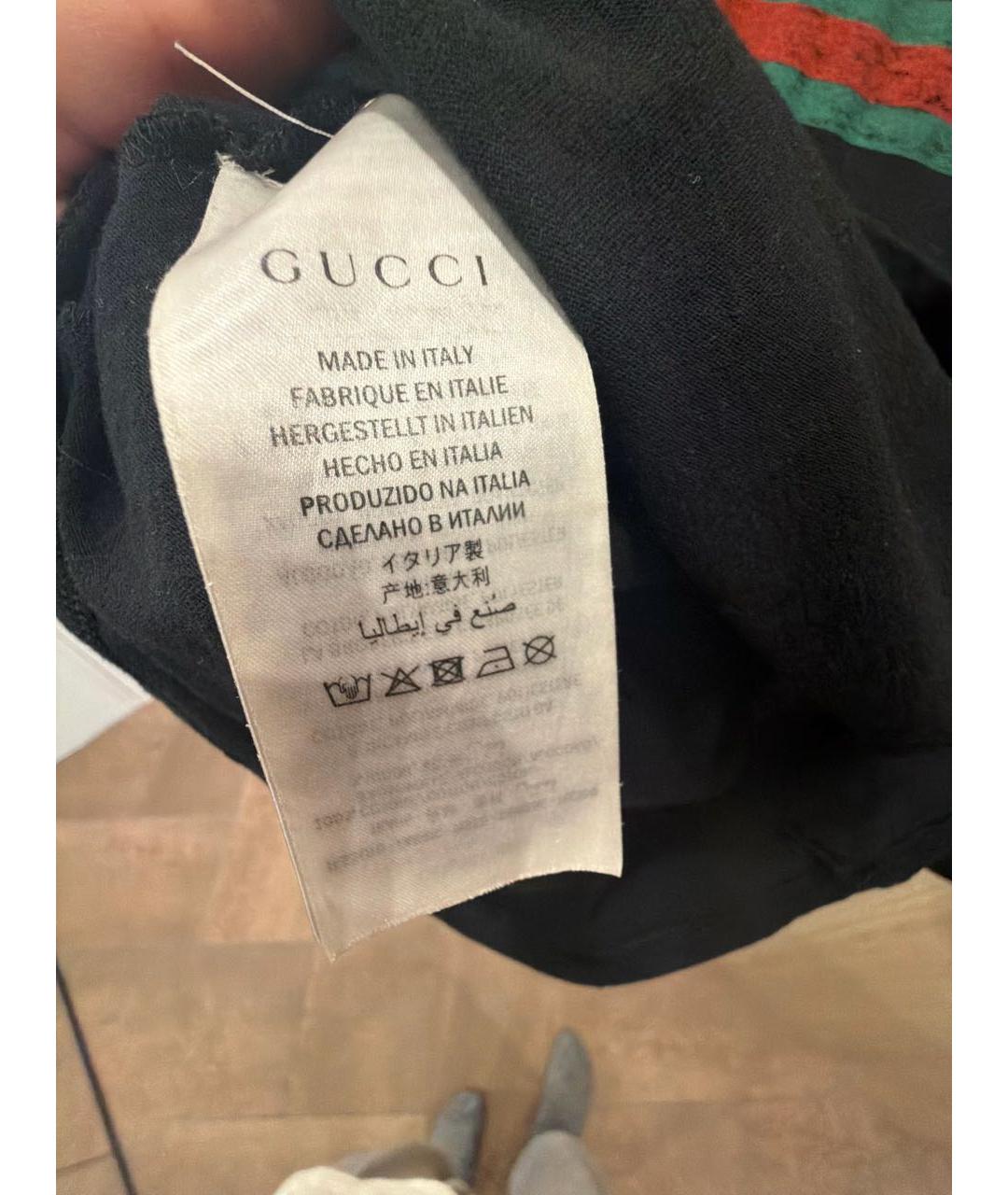 GUCCI Черная хлопковая футболка, фото 4