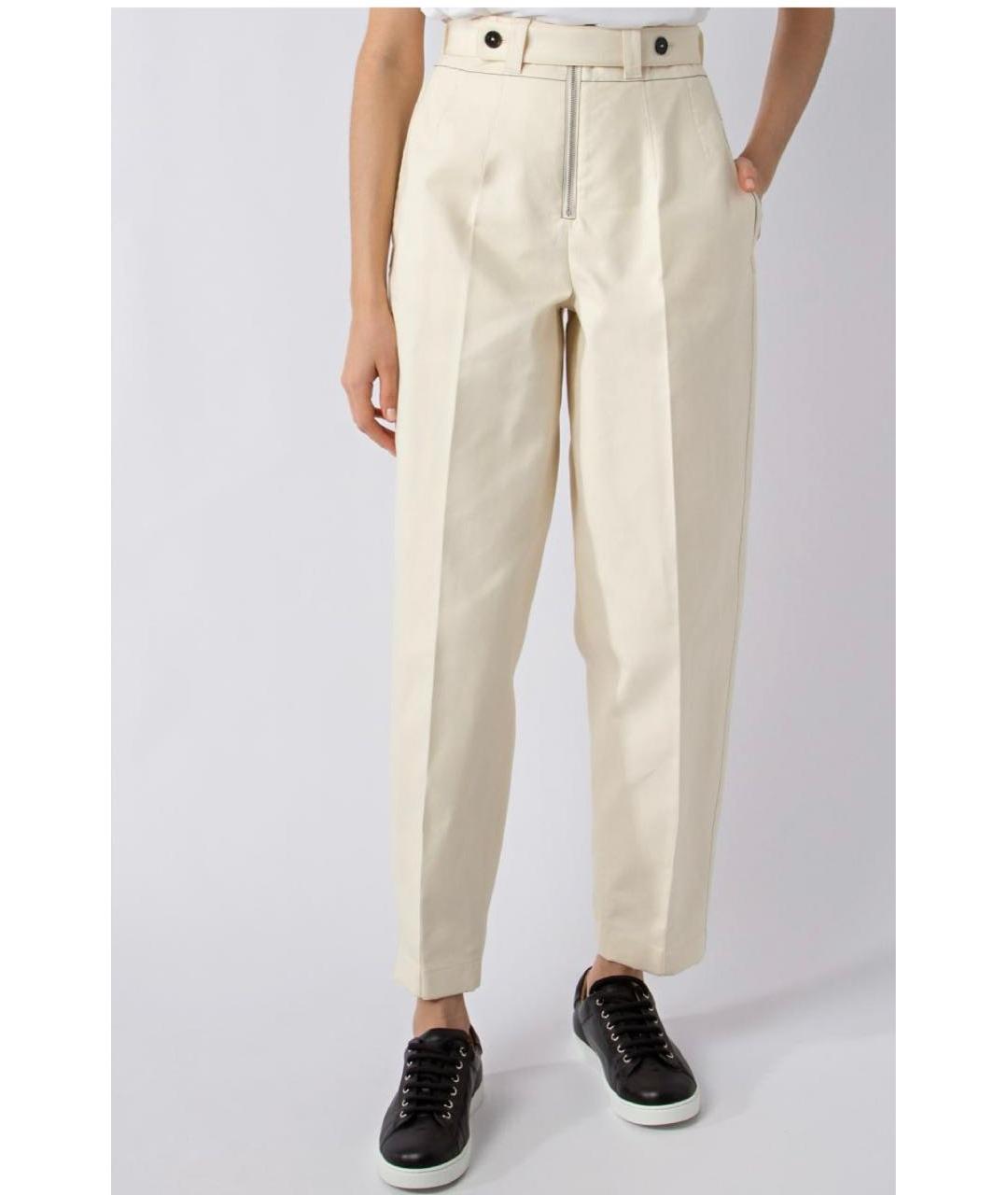 JIL SANDER Бежевые хлопковые брюки широкие, фото 2