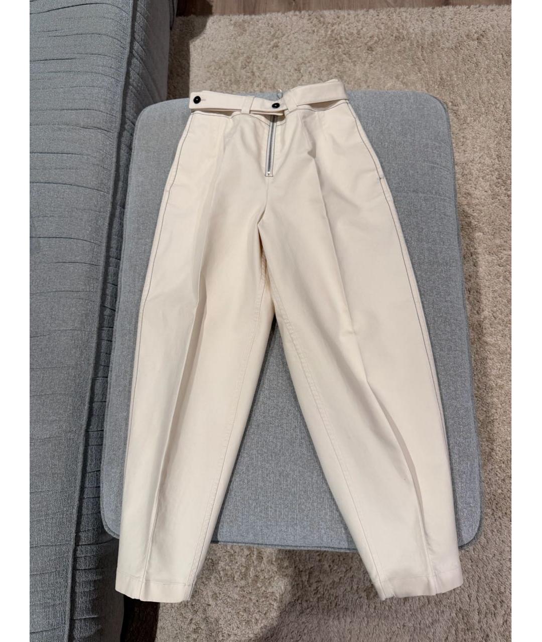 JIL SANDER Бежевые хлопковые брюки широкие, фото 4