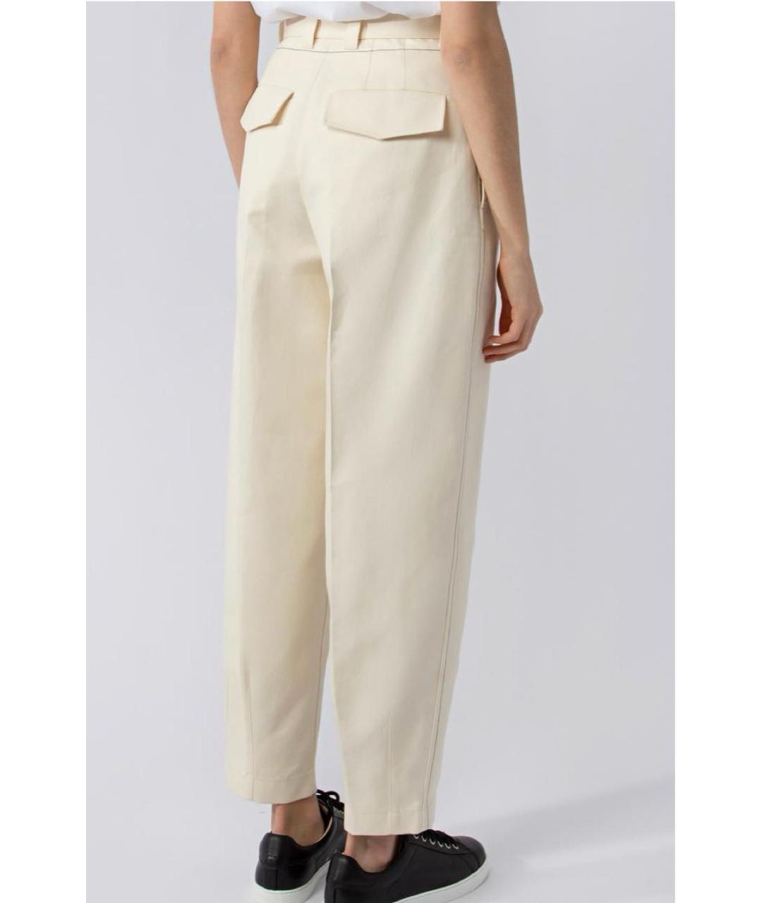 JIL SANDER Бежевые хлопковые брюки широкие, фото 3