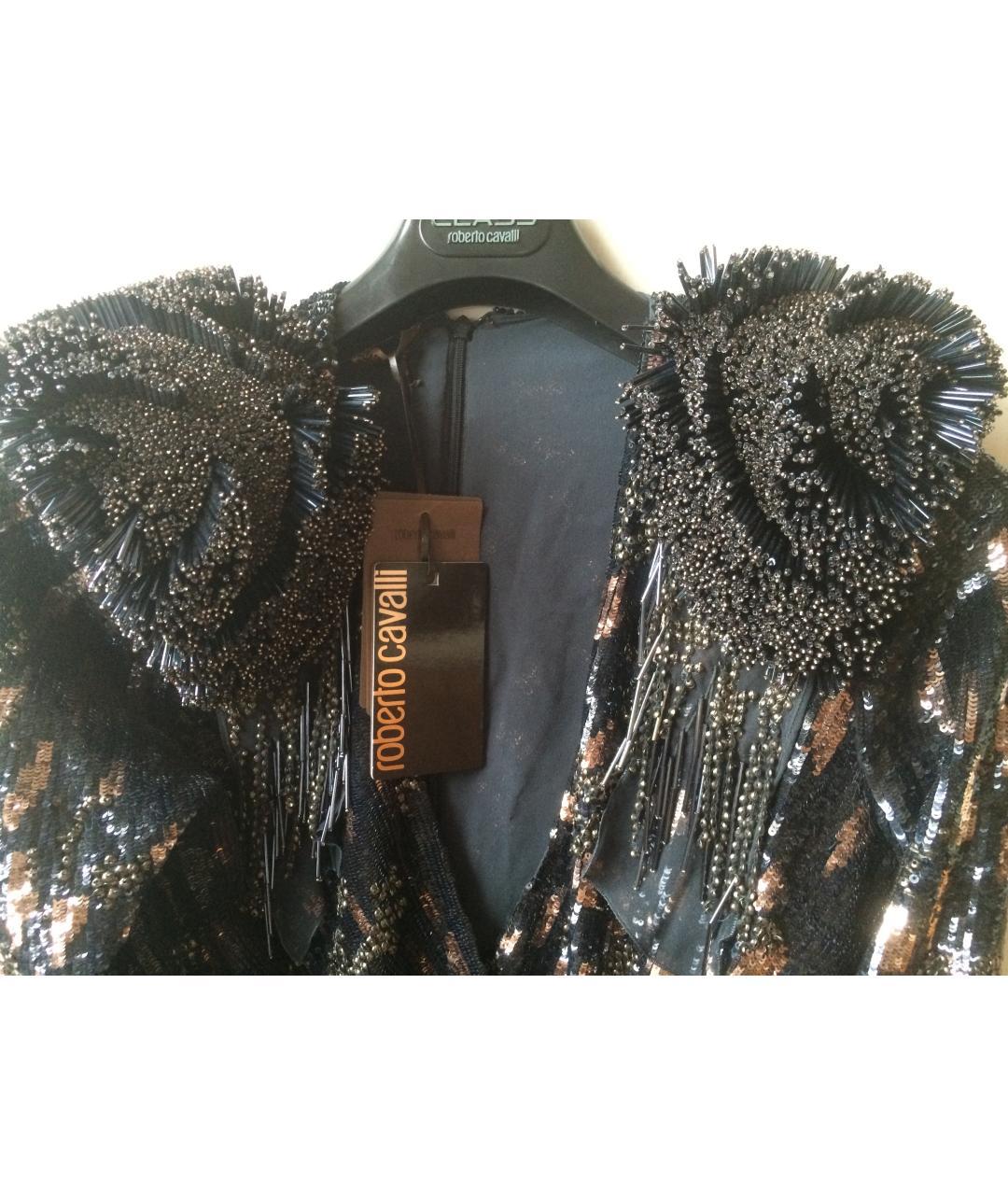 ROBERTO CAVALLI Синее шелковое вечернее платье, фото 3