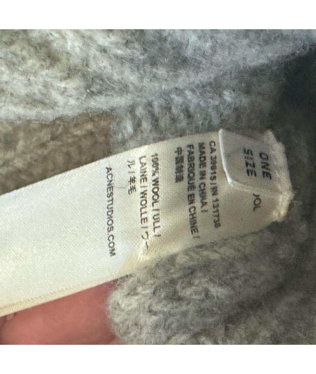 ACNE STUDIOS Серая шерстяная шапка, фото 3