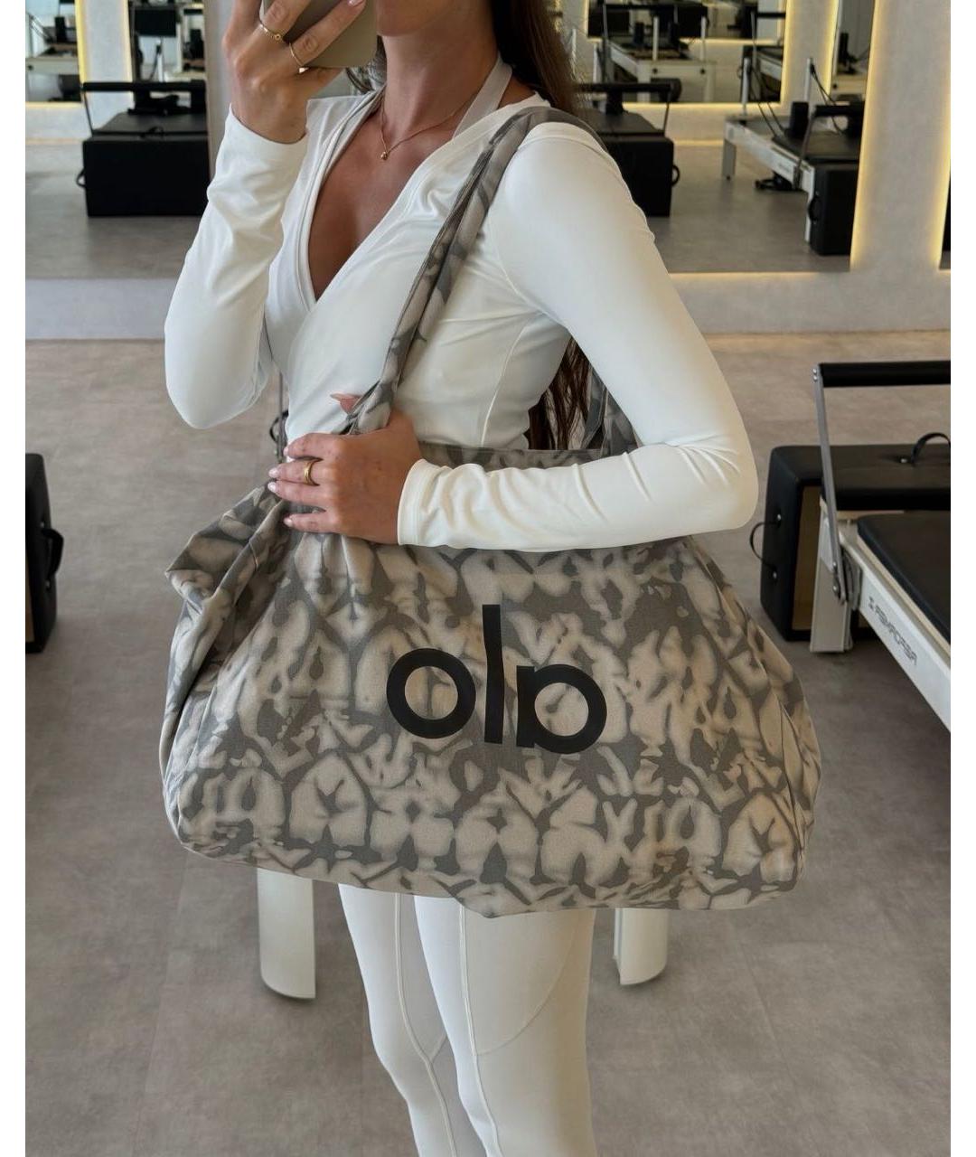 ALO YOGA Серая хлопковая сумка тоут, фото 2