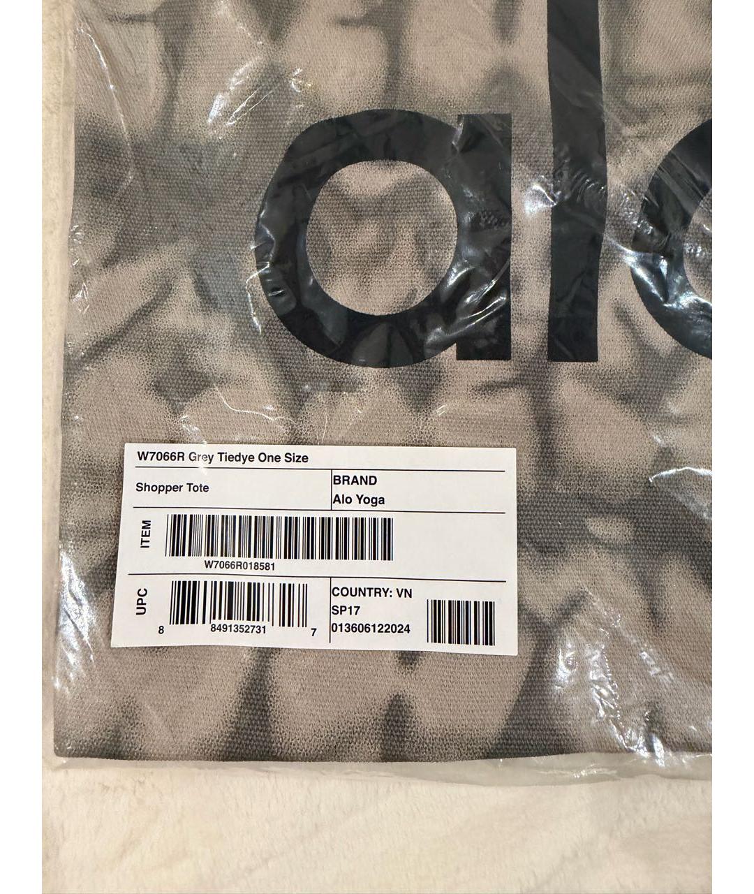 ALO YOGA Серая хлопковая сумка тоут, фото 4